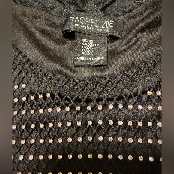 Rachel Zoe Black Rhinestone Mesh Top | XS Fits S–M | Modeled on Size M - Picture 9 of 10